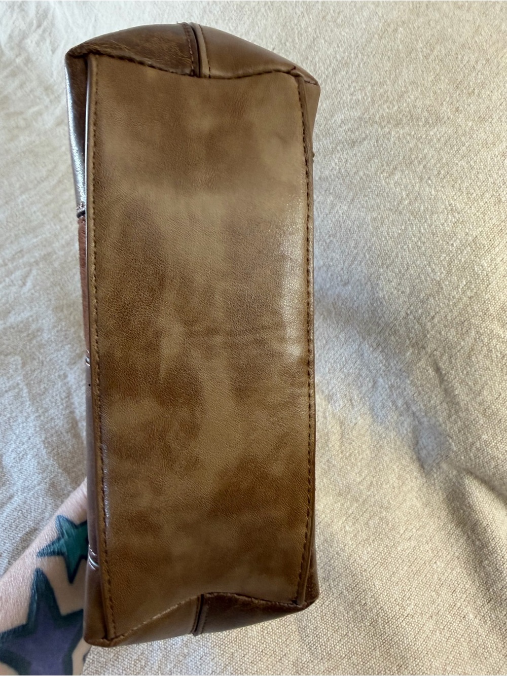 Zara Brown Patchwork Mini Bag with Gold Ring Handle - Picture 3 of 16